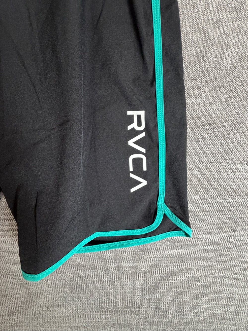 RVCA Men’s Black Athletic Shorts with Teal Trim